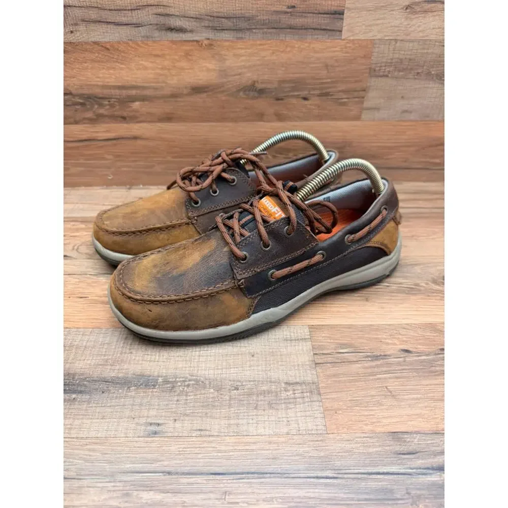 Skechers men Size US 8.5 EUR 41 Brown Leather Casual Boat Deck Shoes